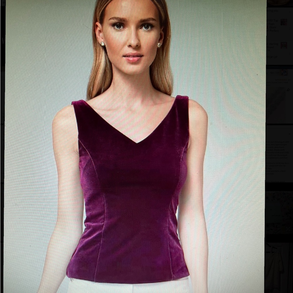 WHITE HOUSE BLACK MARKET VELVET SHELL SIZE 10 RICH PLUM NEW! - Picture 1 of 5
